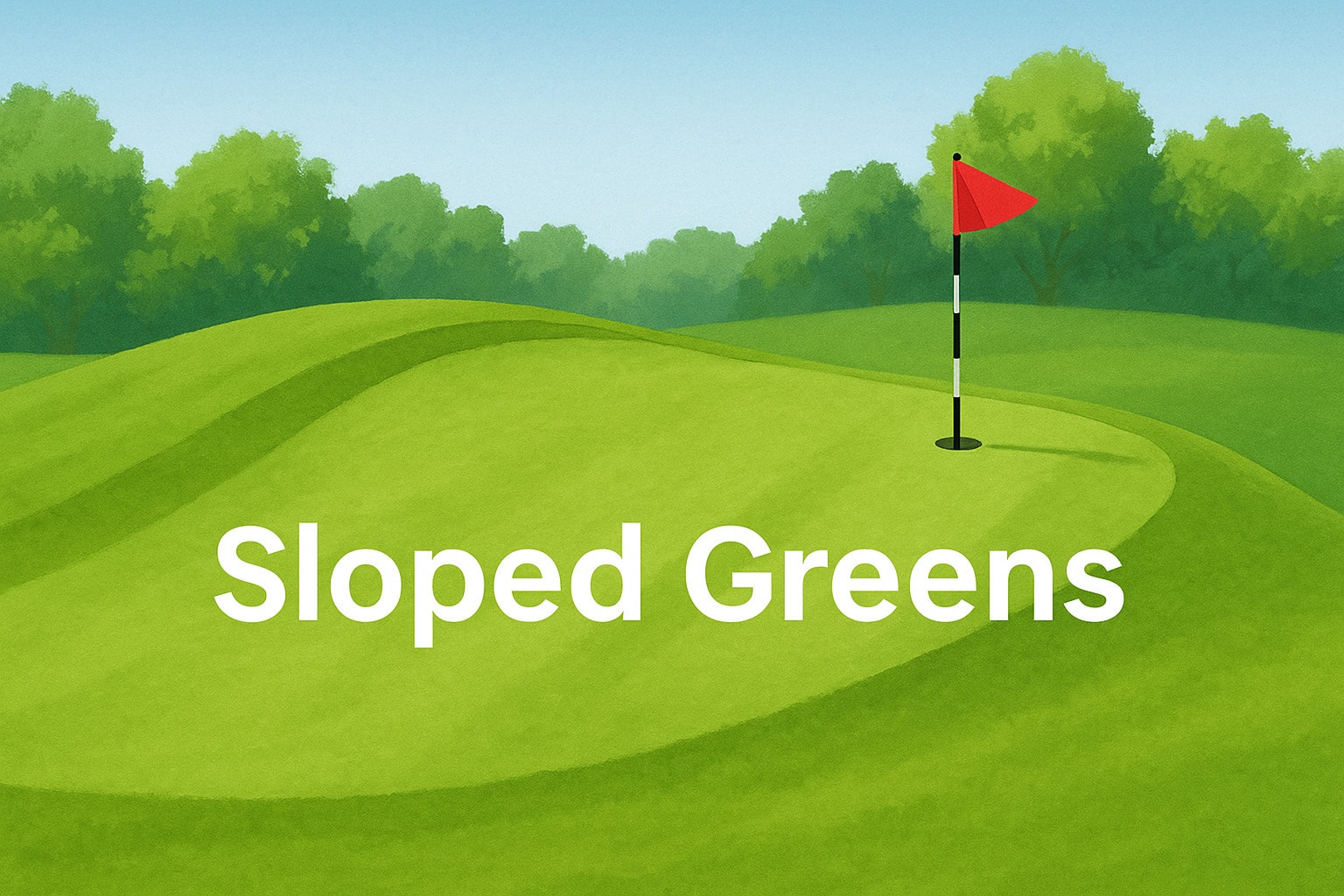 A scenic example of sloped greens, where elevation changes add challenge and break to every putt A scenic example of sloped greens, where elevation changes add challenge and break to every putt