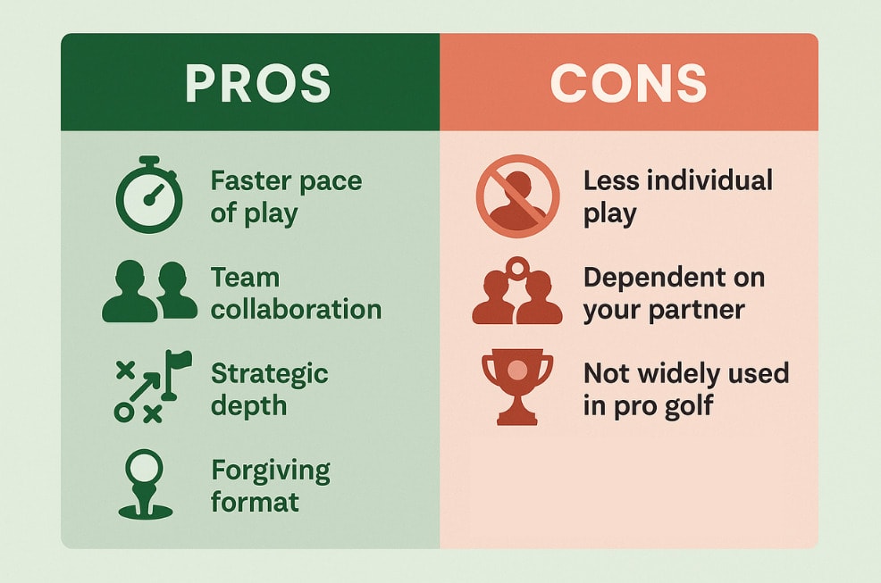 Comparison of the pros and cons of the Greensomes golf format Comparison of the pros and cons of the Greensomes golf format
