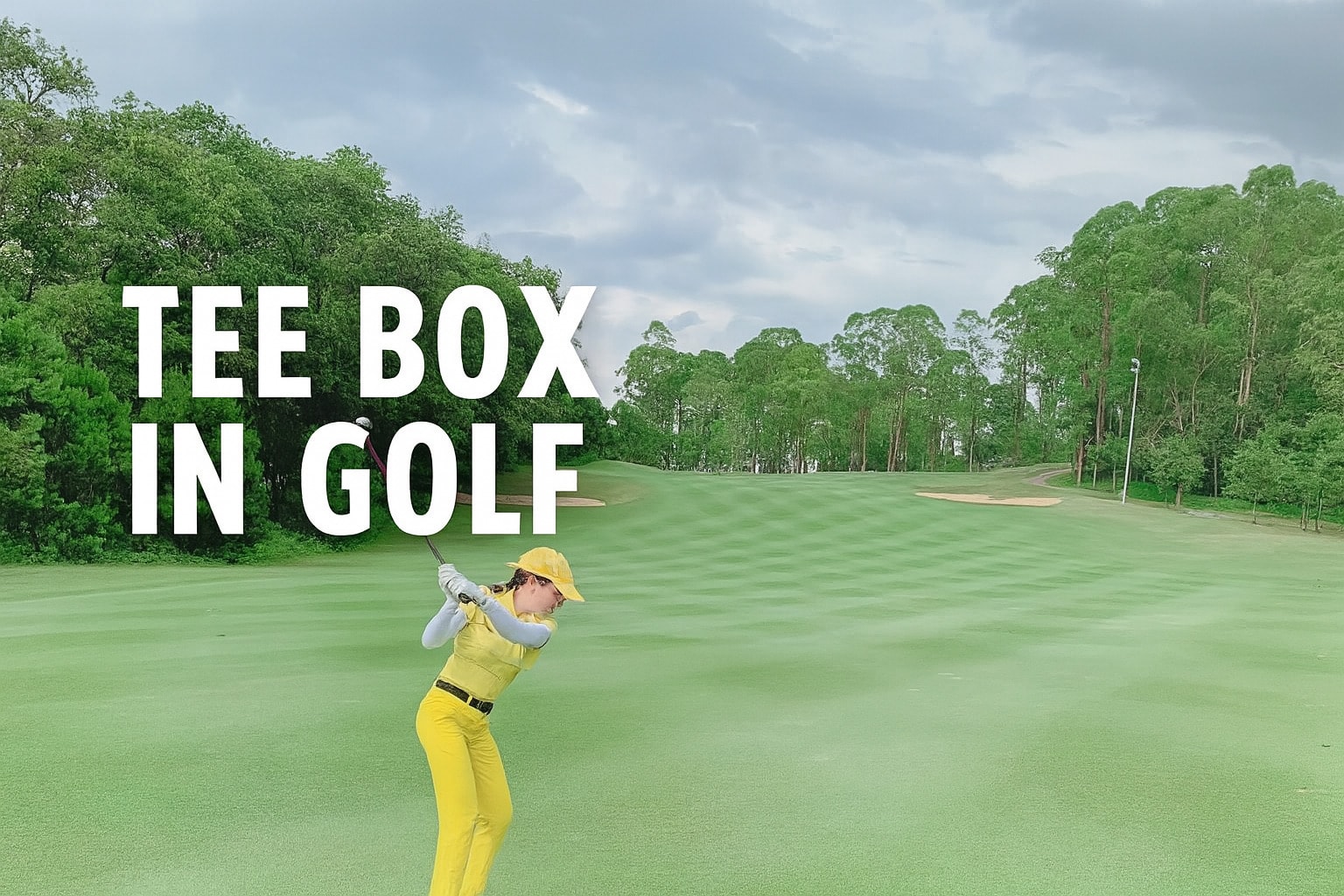 Golfer teeing off from the tee box Golfer teeing off from the tee box