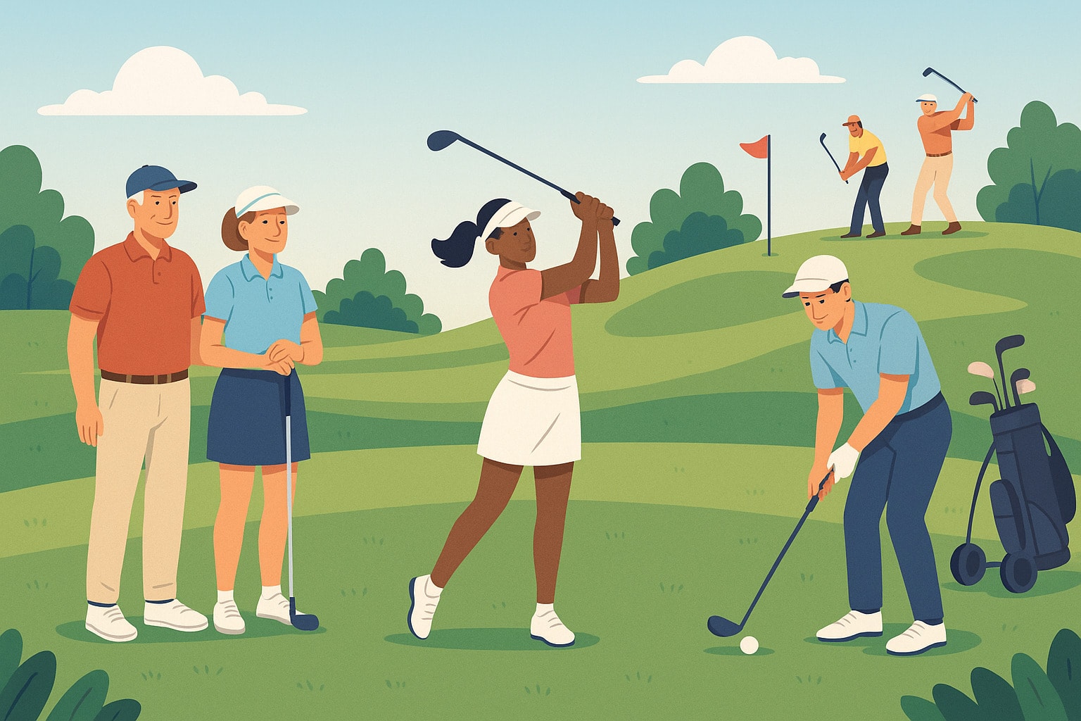 Golfers enjoying casual and team play Golfers enjoying casual and team play