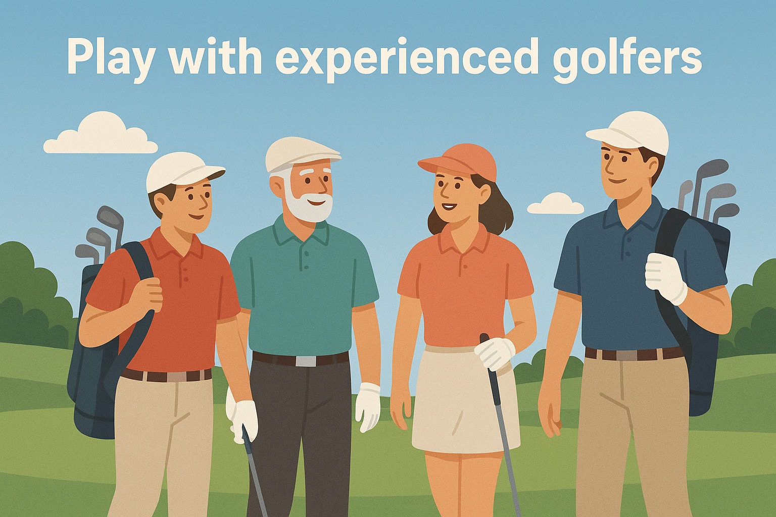 Learning golf is easier when you play alongside experienced golfers. Learning golf is easier when you play alongside experienced golfers.