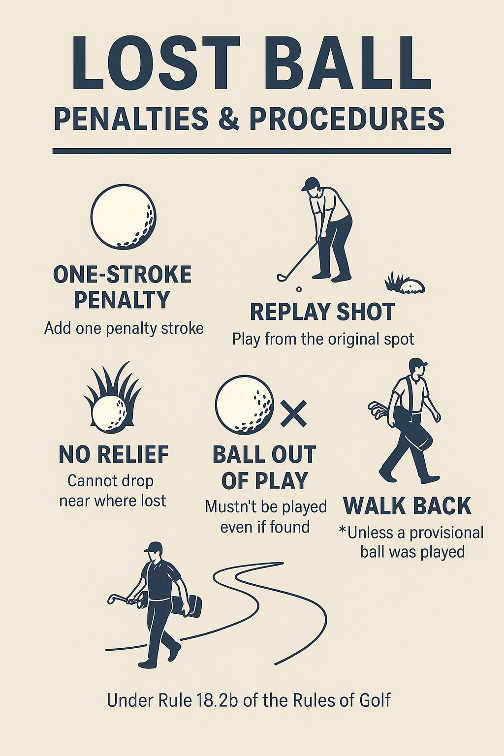 Lost ball penalties and procedures under Rule 18.2b Lost ball penalties and procedures under Rule 18.2b
