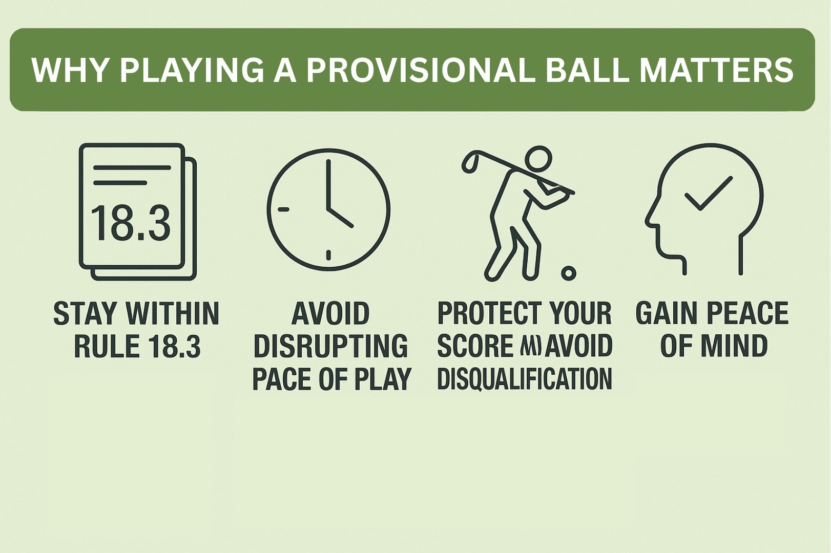 Play a provisional ball to follow the rules, keep pace, protect your score, and play with confidence Play a provisional ball to follow the rules, keep pace, protect your score, and play with confidence
