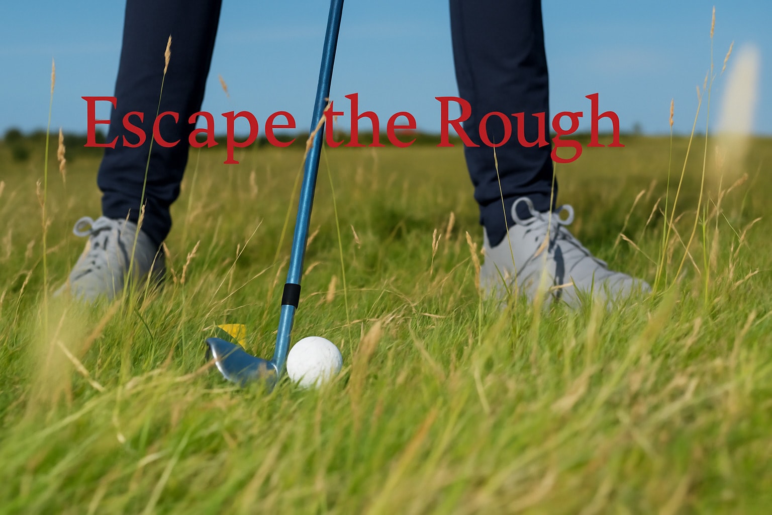 Preparing to escape the rough with a steady stance and sharp focus Preparing to escape the rough with a steady stance and sharp focus