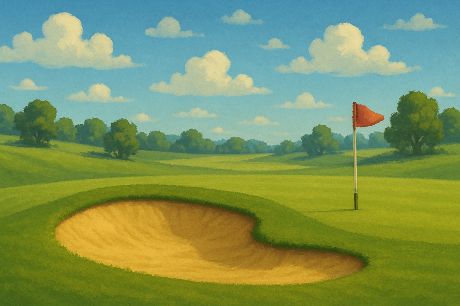 Sand bunker on a sunny golf course. Sand bunker on a sunny golf course.