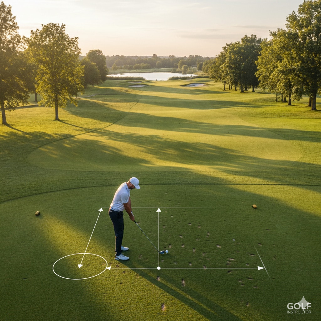 Solid setup and balanced ball position lead to a smooth, confident swing. Solid setup and balanced ball position lead to a smooth, confident swing.