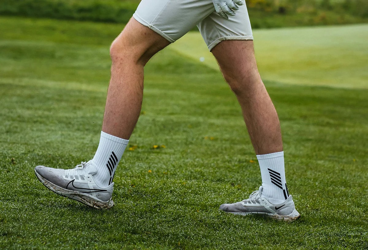 Wearing the right shoes helps maintain balance and comfort during a golf swing, both on and off the course. Wearing the right shoes helps maintain balance and comfort during a golf swing, both on and off the course.