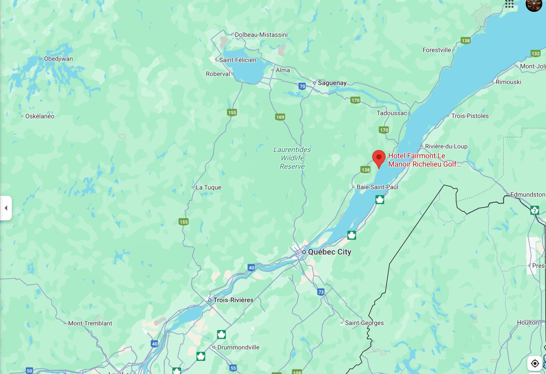 Fairmont Le Manoir Richelieu Golf Club sits high above the St. Lawrence River in La Malbaie, offering panoramic views and a true resort-style golf exp Fairmont Le Manoir Richelieu Golf Club sits high above the St. Lawrence River in La Malbaie, offering panoramic views and a true resort-style golf exp