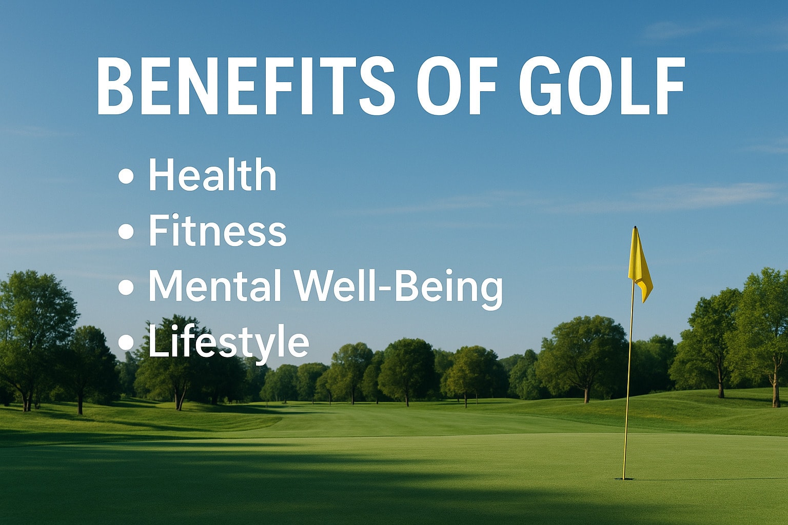 Golf offers benefits for health, fitness, mental well-being, and lifestyle Golf offers benefits for health, fitness, mental well-being, and lifestyle