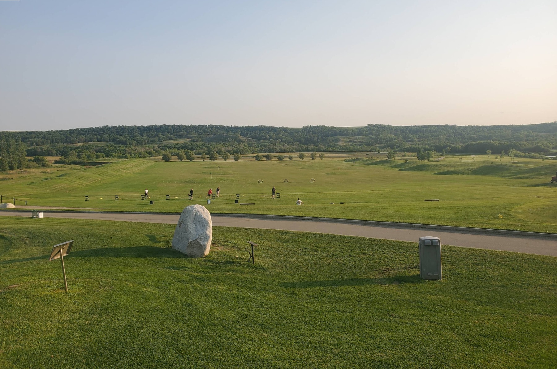 Golfers practice their swings against the rolling backdrop of the Qu’Appelle Valley at Deer Valley Golf Club near Regina. Golfers practice their swings against the rolling backdrop of the Qu’Appelle Valley at Deer Valley Golf Club near Regina.