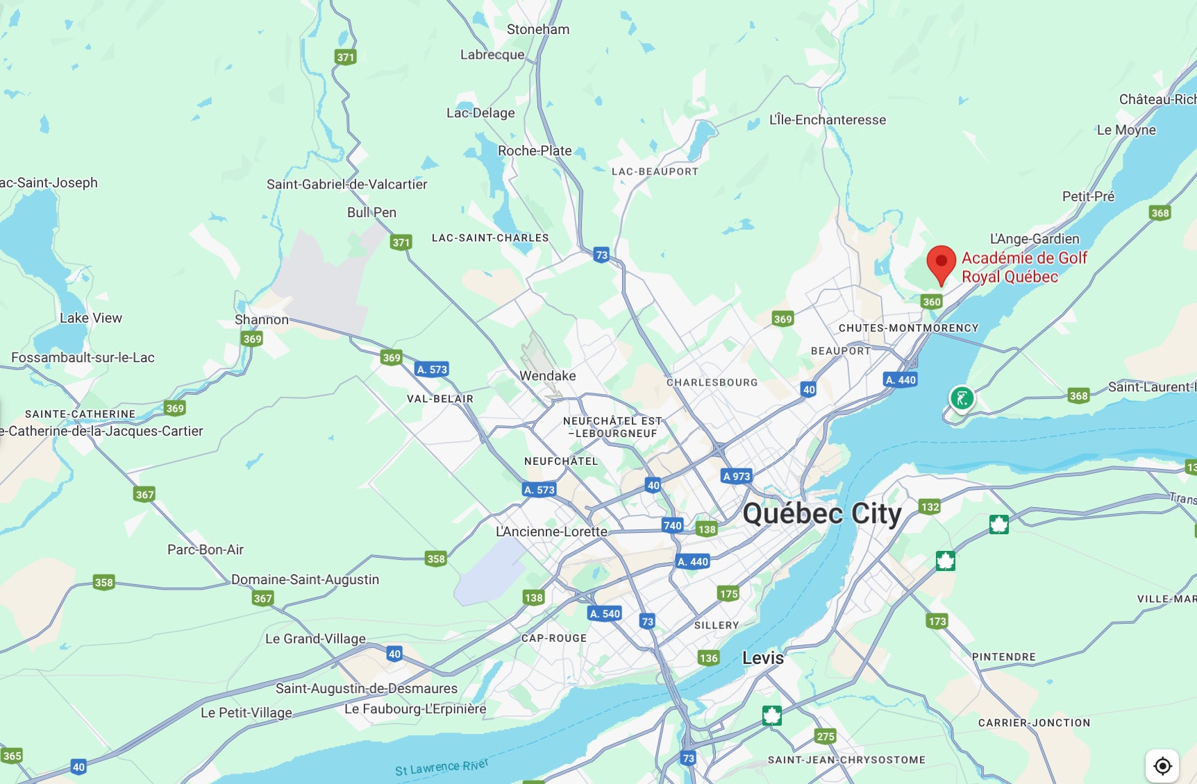 Royal Québec Golf Club is located just outside Québec City, surrounded by forests and rolling countryside near Montmorency Falls. Royal Québec Golf Club is located just outside Québec City, surrounded by forests and rolling countryside near Montmorency Falls.